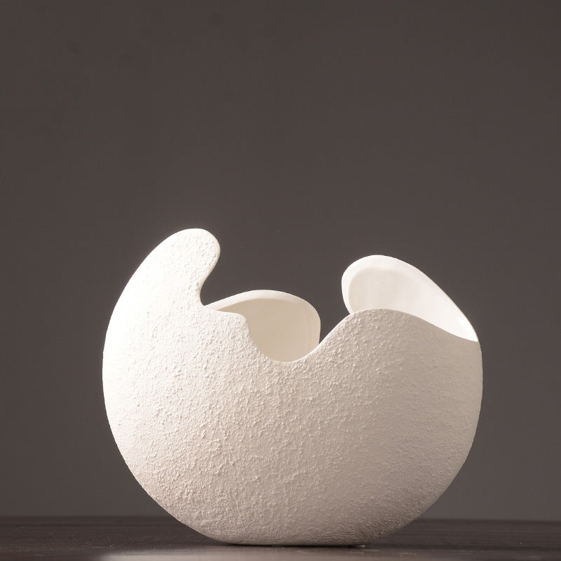 Simple white ceramic vase decoration